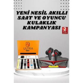 Resim Zero Land Sepetim 7 Kordonlu Akıllı Saat ve Oyuncu Kulaklığı Bluetooth Bağlantılı Android ve Ios Uyumlu 