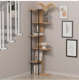 Resim Lagomood Feza Köşe Kitaplık Meşe 