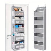 Resim Kapı Depolama Kutusu, 4/5 Katlı Asılı Kapı Organizatörü, 19.96 KG Taşıma Kapasiteli Büyük Cepli (4/5), Yatak Odası, Banyo, Kiler ve Çocuk Odası İçin Uygun Anti-Eğme Arka Kapı Depolama Çantası 