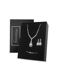 Resim Forentina Zirkon Taşlı Gümüş Kaplama Düğün Seti PS2562 Gümüş 