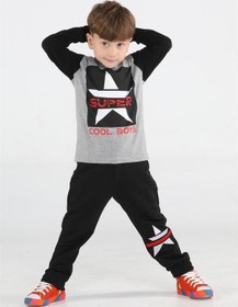Resim Casabony Super Star Erkek Çocuk Jogger + T-shirt Takım-siyah -gri Siyah 