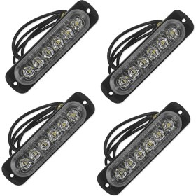 Resim 4x 12V-24V 6led Hafif Flaş Acil Durum Araba Aracı Uyarı Flaş Mavi ve Kırmızı Yanıp Sönüyor (Yurt Dışından) 