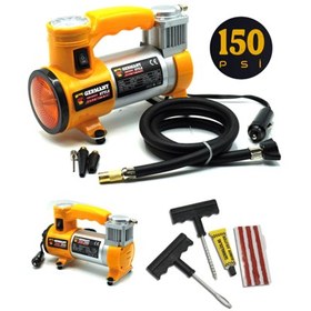 Resim Germany Style 12 V Araba Oto Araç Lastik Şişirme Pompası 150 Psi Metal Gövde Sarı 