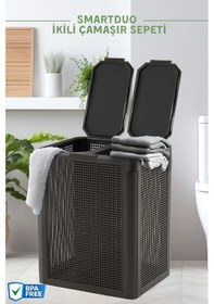 Resim Smartduo İki Bölmeli Çamaşır Sepeti 84lt. Antrasit 