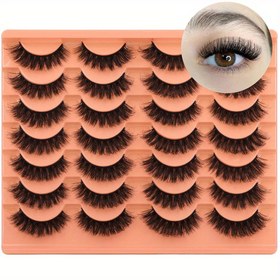 Resim 14 Çift Lüks Sahte Vizon Kirpik - Kalın, Kabarık & Hafif D-Kıvrım Yapay Kirpikler, 13-15mm Uzunluk, Parfümsüz 