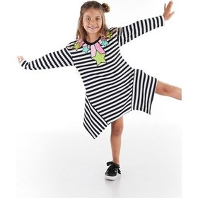 Resim Denokids Mushi Stars Stripe Kız Elbise 