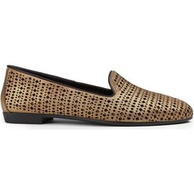 Resim Deery Hakiki Süet Altın Rengi Simli Lazer Kesim Kadın Babet - E3208zaltc02 Altın 