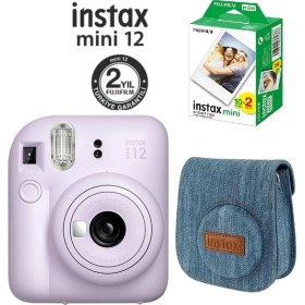 Resim Fujifilm Instax Mini 12 Fotoğraf Makinesi 20'li Film ve Jean Çantalı Hediye Seti 77 