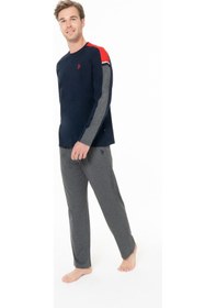 Resim U.S. Polo Assn. Erkek Kışlık Lisanslı Uzun Kol Pijama Takım 18957 Lacivert 