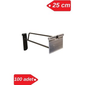 Resim 25 Cm - 100 Adet Siyah Etiketli Tel Pano Kancası Raf Askısı Siyah 