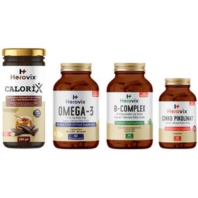 Resim Herovix Özel Kalori Desteği 4'lü Paket Omega-3, Çinko Pikolinat, 