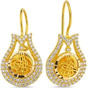 Resim Altın Tuğralı Küpe Lale Tasarım 