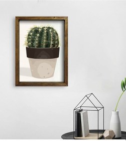 Resim Bk Gift Kaktüs Tasarımlı Doğal Masif Ahşap Çerçeveli Tablo 45X65C (551120069) 