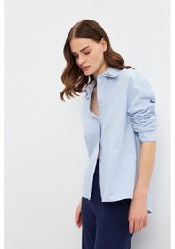 Resim Stella Pulvis Mavi Çift Yaka Detaylı Oxford Gömlek Mavi 