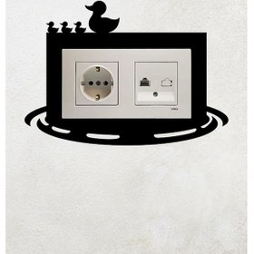 Resim Ördek Ve Gölet Tasarım 2li Priz Çerçevesi İç Ölçü 15,5x8,4 Cm 2li Dekoratif Priz Çerçeve 