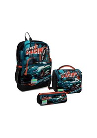 Resim Coral High Kids Siyah Nefti Yarış Arabası Desenli 3’lü Okul Çanta Seti SET0123765 