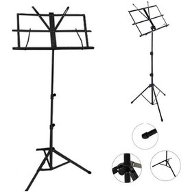Resim Profesyonel Katlanabilir Nota Sehpası Ayarlanabilir Metal Müzik Standı Şef Kürsüsü 