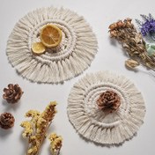 Resim 2'li Boho Şık El Dokuma Kumaş Peçeteler, Dekoratif Masa Paspasları, Yemek Odası ve Mutfak için, Güç Gerekmez, Pilsiz Ev Dekoru Tepsileri 