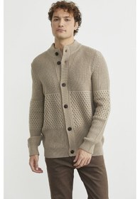 Resim Sementa Petek Motifli Dik Yaka Triko Hırka - Kamel Kamel 