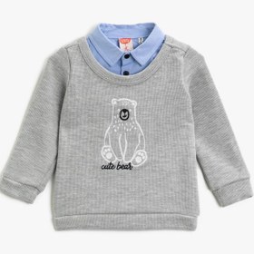 Resim Erkek Bebek Uzun Kollu Bisiklet Yaka Desenli Kazak 