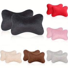 Resim 1 adet/2 adet Araba Başlık Yastığı, Evrensel, Peluş, Polyester Elyaf Dolu, Dört Mevsim, Araba için 