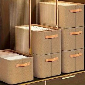 Resim Çelik Çerçeve ile Modern Kumaş Depolama Sepeti - Yığınlanabilir, Yerden Tasarruf Sağlayan Giysi, Pantolon ve Oyuncak Düzenleyici Kutu - Ev ve Yurt Odası Düzenleme için Uygun, Yurt Odası için Temel | Dayanıklı Yapı, Raf Sepeti 
