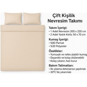 Resim Çift Kişilik Desenli Nevresim + 2 Adet Kapaklı Yastık Kılıfı Gri 