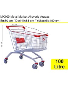 Resim Akdenizpos MK100 Metal Market Alışveriş Arabası 100 Litre 