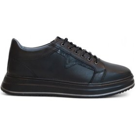 Resim 2182-dropland Hakiki Deri Üst Kalite Anatomik Tabanlı Erkek Günlük Sneakers Ayakkabı Siyah 