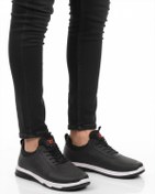 Resim WALKWAY Siyah Kırmızı Lastik Bağcıklı Hafif Esnek Erkek Spor Ayakkabı Kaif 2323 M 