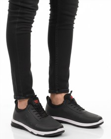 Resim WALKWAY Siyah Kırmızı Lastik Bağcıklı Hafif Esnek Erkek Spor Ayakkabı Kaif 2323 M 