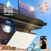 Resim 400 LED Güneş Sel Lambası Hareket Sensörü ile, 3 Mod, IP65 Su Geçirmez, Dış Duvarlar, Avlular ve Garajlar için İdeal - Güneş Enerjili Güvenlik Lambası, Dış Aydınlatma | Modern Dış Aydınlatma | Dayanıklı Plastik Lamba, Dış Aydınlatma Aksesuarları 