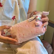 Resim Sanrio için for hello kitty kordurom makyaj çantası - Fermuarlı büyük kapasiteli kozmetik çantası, pembe ve kırmızı hayvan desenli tasarım, günlük kullanım veya seyahat için yumuşak peluş kumaş, for hello kitty makyaj çantası için, oyuncaksı aksesuar, dayanıklı fermuar kapanışı 