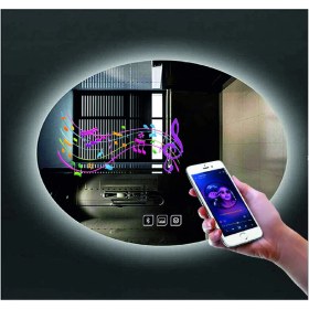 Resim Dnr-Mirror60xDnr-Mirror 80 cm Bluetoothlu Buğu Yapmayan Dokunmatik Tuşlu Beyaz Ledli Elips Banyo Aynası 