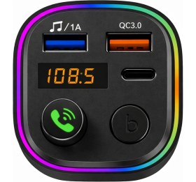 Resim Surtech Fm Transmitter Cihazı Araç Bluetooth Dönüştürücü Rgb Işıklı Qc 3.0 Hızlı Şarj Çakmaklık Araç Kiti 
