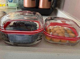 Resim Paşabahçe Plus Kapaklı 2'li Cam Saklama Kabı Kahvaltılık Silikon Contalı 2 Boy 