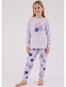 Resim Rolypoly Kız Çocuk Uzun Kol Pijama Takım Lila-1758 Lila 