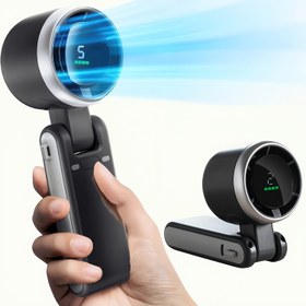 Resim Taşınabilir Mini El Tipi Turbin Fan, USB Şarj Edilebilir Seyahat Kişisel Fanı, 5 Rüzgar Hızı, 15000RPM Hız, 10 Saate Kadar Çalışma Süresi, Katlanabilir Sessiz Havalandırıcı - Plaj/Tatil/Ev/Ofis İçin 3'ü 1 Arada Taşınabilir Boyun/Masa/Fan 