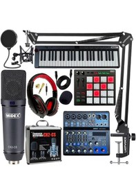 Resim Stüdyo Ekipmanları Midi Live Paket-6 Ses Kartlı Mikser Midi Klavye Cx2 Mikrofon Kulaklık Pad Controller 