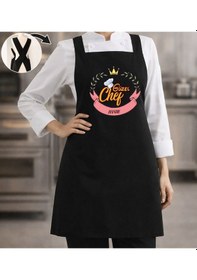 Resim Bk Gift Kişiye Özel İsimli Çapraz Askılı Siyah Mutfak Önlüğü - 14, Aşçı Önlüğü, Şef Önlüğü, Anneye Hediye Kobitmeyencom35910 Bk Gift Renkli 