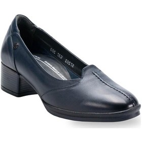 Resim Forelli Levin Topuklu Deri Kadın Ayakkabı Lacivert 