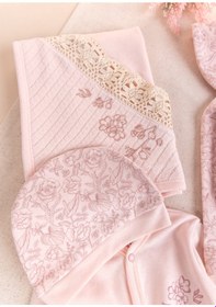 Resim Babymod Çiçekli Zarif Dantelli 10 Parça 100% Pamuk Kız Bebek Hastane Çıkışı Yeni Doğan Set Pembe 