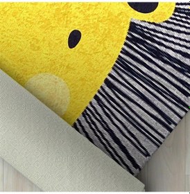 Resim Çocuk Bebek Halısı Sevimli Aslan Desenli Gri Halı Yıkanabilir Kaymaz Taban Gri 