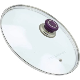 Resim İcanpares Tencere Sahan Tava Cam Kapağı Buhar Delikli Kapak 24 cm ve Mor Tutma Tepesi 