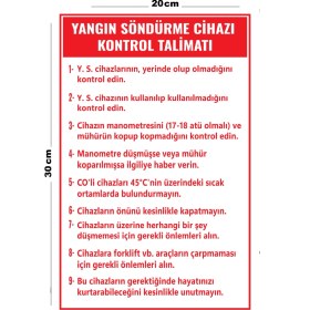 Resim Metal Yangın Söndürme Cihazı Kontrol Talimatı 20CM x 30CM A4 Büyüklüğünde Uyarı Levhası Yönlendirme 