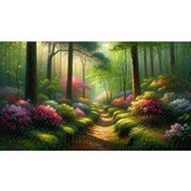 Resim Venspor Renkli Çiçeklerle Dolup Taşan Orman Yolu Arkaplan, 200x150cm, Fon, Duvar Örtüsü 