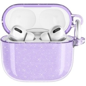 Resim Apple Uyumlu AirPods 4 Allstar Airbag 32 Parlayan Simli Saydam Renkli Kılıf Mor 