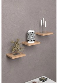 Resim Uslucan Alışveriş Duvar Rafı Dekoratif 3 Adet Çiçeklik Kare Ceviz 