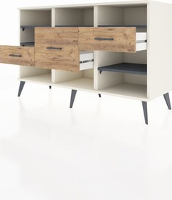 Resim Hyperion Konsol 5 Raflı 3 Çekmeceli 132x44x83 Aytaşı-antrasit/çam Antrasit/çam 