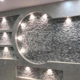 Resim Pietramosaic Doğal Taş Dekorasyon Ekvator Marmara Patlatma Mermer Duvar Kaplama Fileli Mozaik 2,3x4,8 cm 